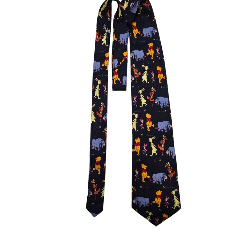 Mickey Inc Pooh 100% Silk‎ Tie, Winnie The Pooh Tiger Rabbit Piglet Eeyore Print